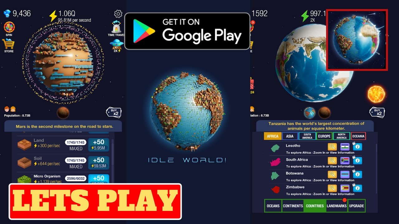 Lets Play Idle World, Clicker game, Android Gameplay, Begginer Tips and