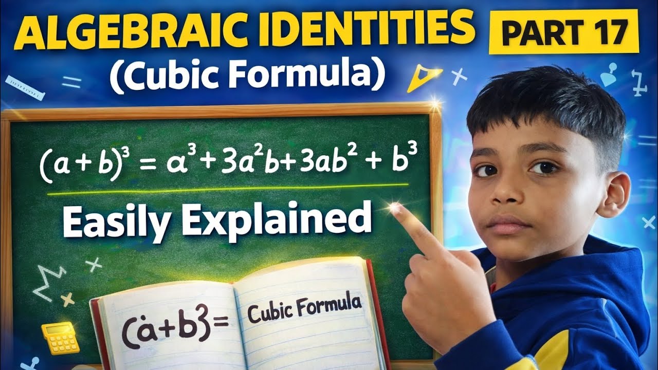 Algebraic identities (Cubic formula) easily explained by little boy Himanshu.