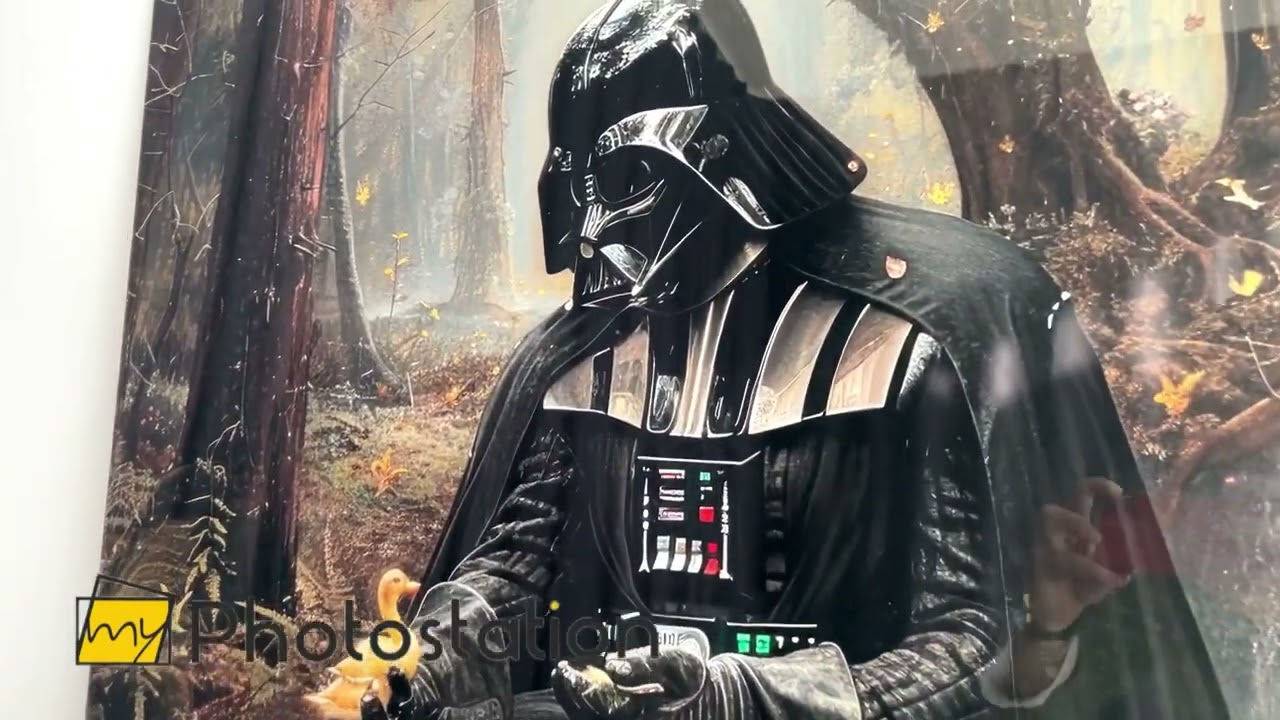 Darth Vader Playing with Ducks Glass Wall Art