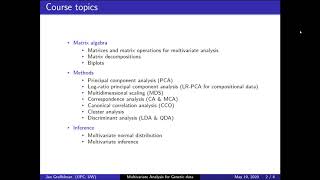 SISG Preview: Multivariate Analysis for Genetic Data