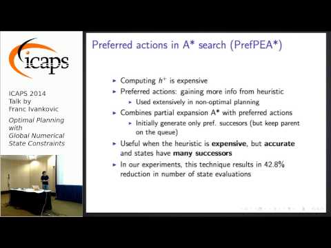 ICAPS 2014: Franc Ivankovic on &quot;Optimal Planning with Global Numerical State Constraints&quot;