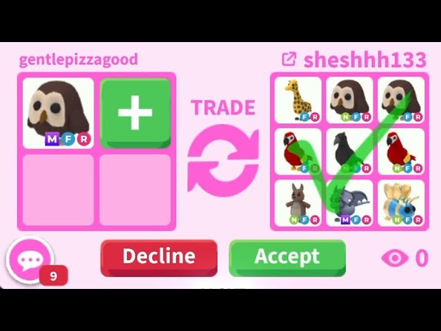 Random offers for my mega owl lol. In Roblox Adopt me!