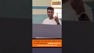 Cricketer Ravichandran Ashwin and his wife arrive at a polling station in Chennai to cast their vote