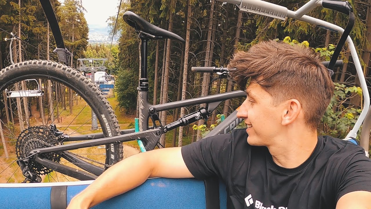 Riding my new Santa Cruz 5010 bike at Ski Jested Bike Park