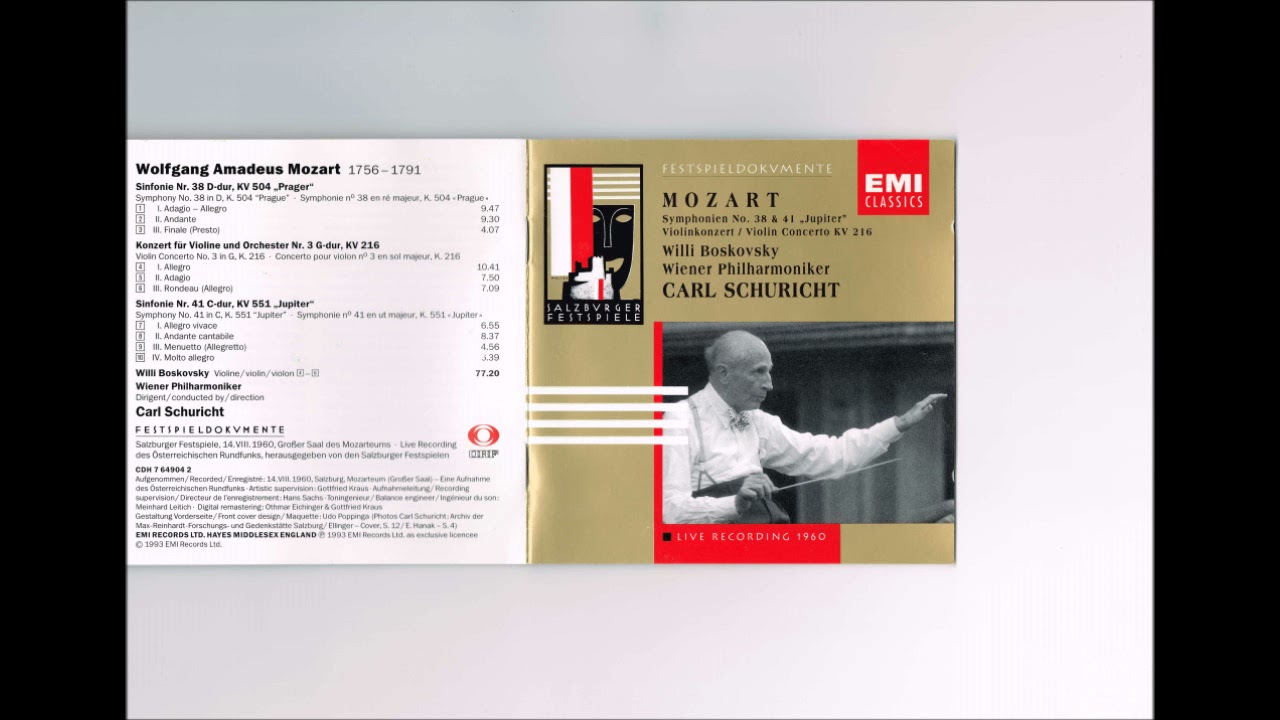 Mozart - Symphony No.38 “Praha” Schuricht Wiener - YouTube