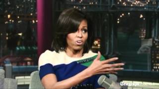 Michelle Obama chides David Letterman for making her cry as she talks about her father