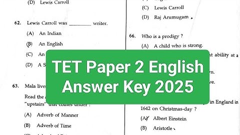 TET Paper 2 English Answer Key 2025