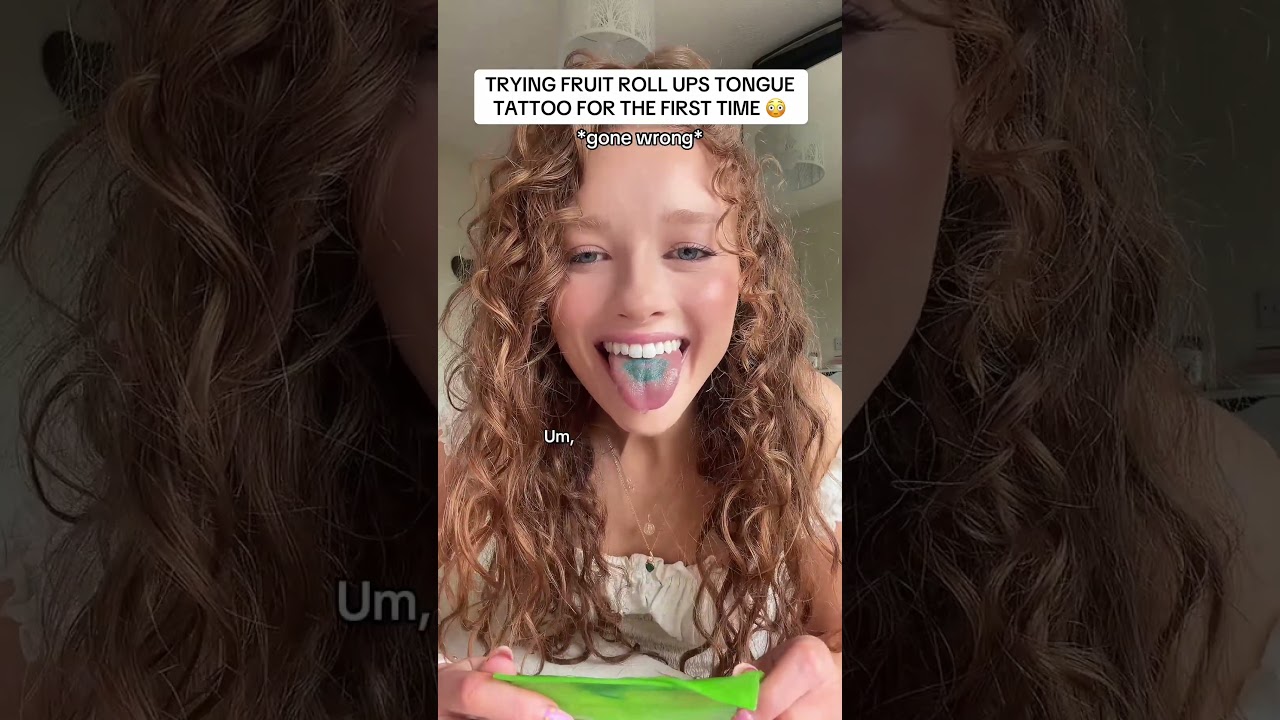 TRYING FRUIT ROLL UPS TONGUE TATTOO FOR THE FIRST TIME 😳 *gone wrong* #fyp #fruitrollup #usa #uk