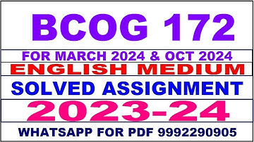 bcog 172 solved assignment 2023-24 | bcog 172 solved assignment in english 2024 | bcog 172 2024