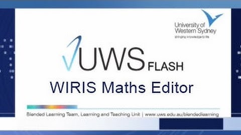vUWS FLASH: WIRIS Maths Editor