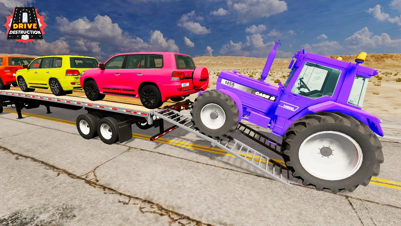 Flatbed Truck Mcqueen | Transportation with Truck - Pothole vs Car #31 - BeamNG Drive