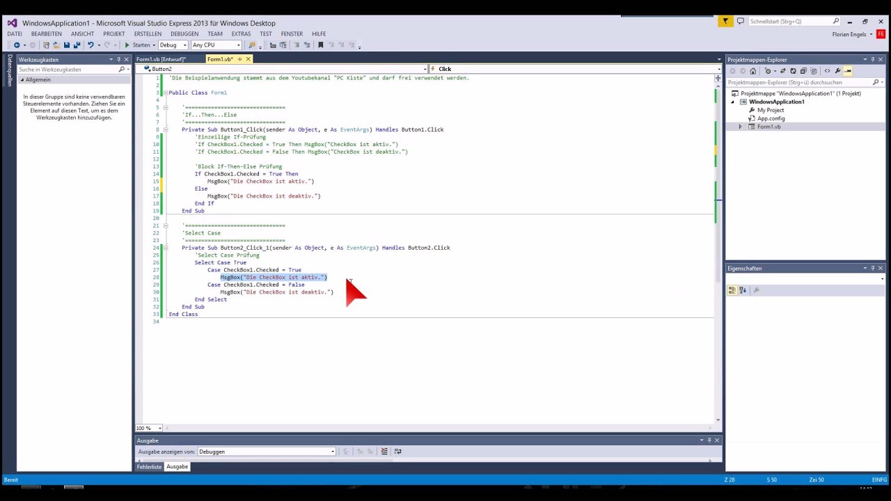 Visual Studio 2013 Express Tutorial #005 deutsch - If-Then ...