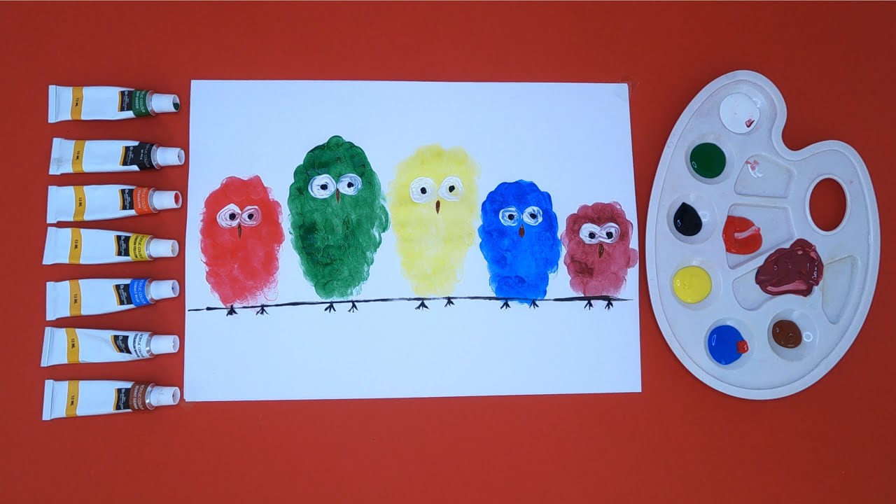 Kids Finger Painting How to Paint Birds with Finger Easy Tutorial