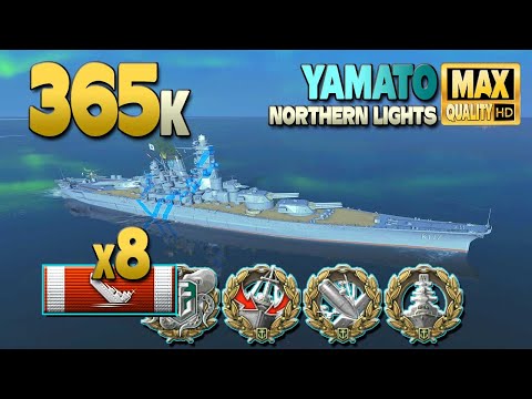 Battleship Yamato: 365k, 8 ships destroyed - World of Warships