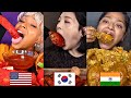 American VS Korean VS Indian BIG BITE MUKBANG 