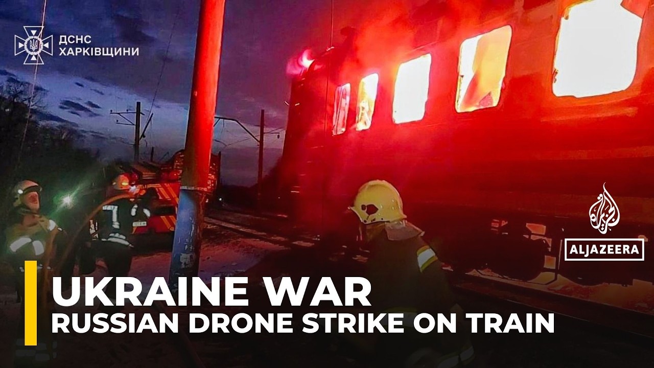 Russian drone hits Ukrainian passenger train in Kharkiv, killing at least five