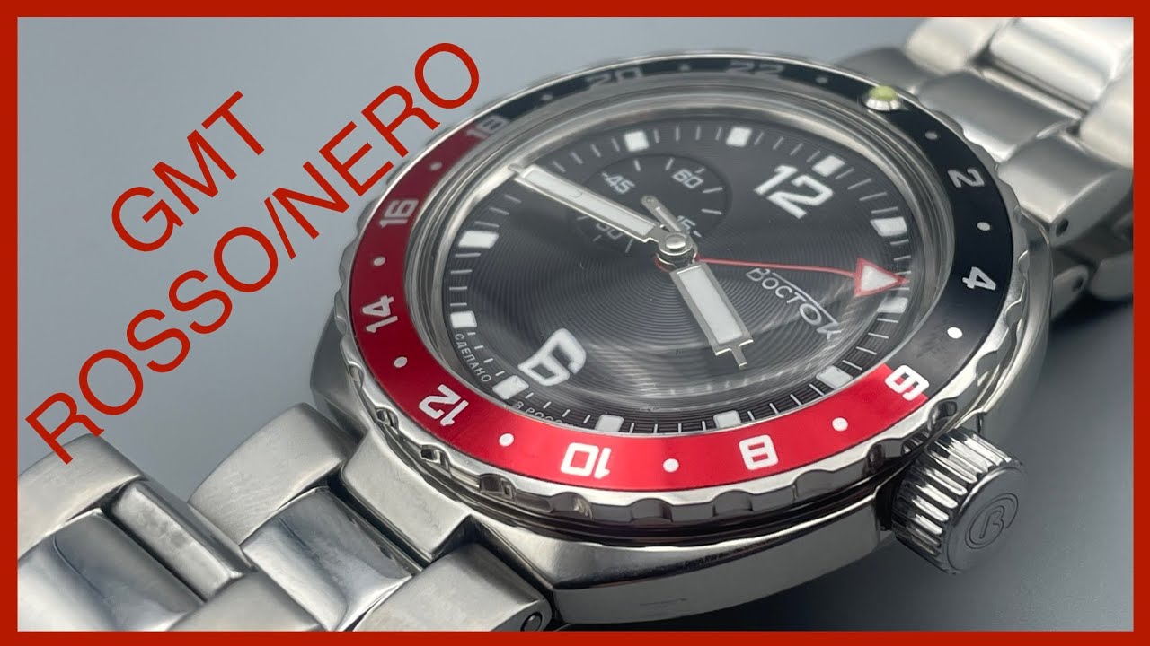 Recensione Vostok Watch Amphibian SE 960B43 Anchor black red bezel GMT -  YouTube