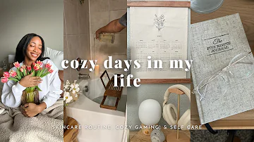 cozy days in my life | flower shopping, cozy gaming, self care & more! 🌷✨