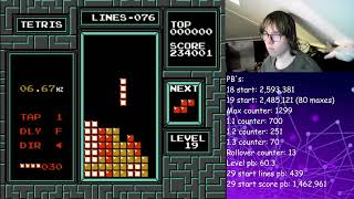 Beating my DAS 19 PB on the killscreen! - NES Tetris