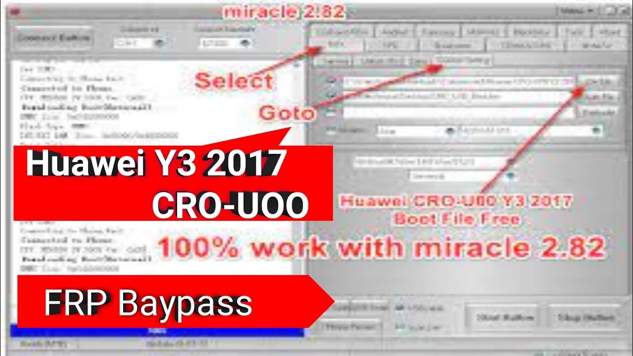 Huawei y3 2017 CRO-U00 FRP Unlock Boot file by Miracle Box Free