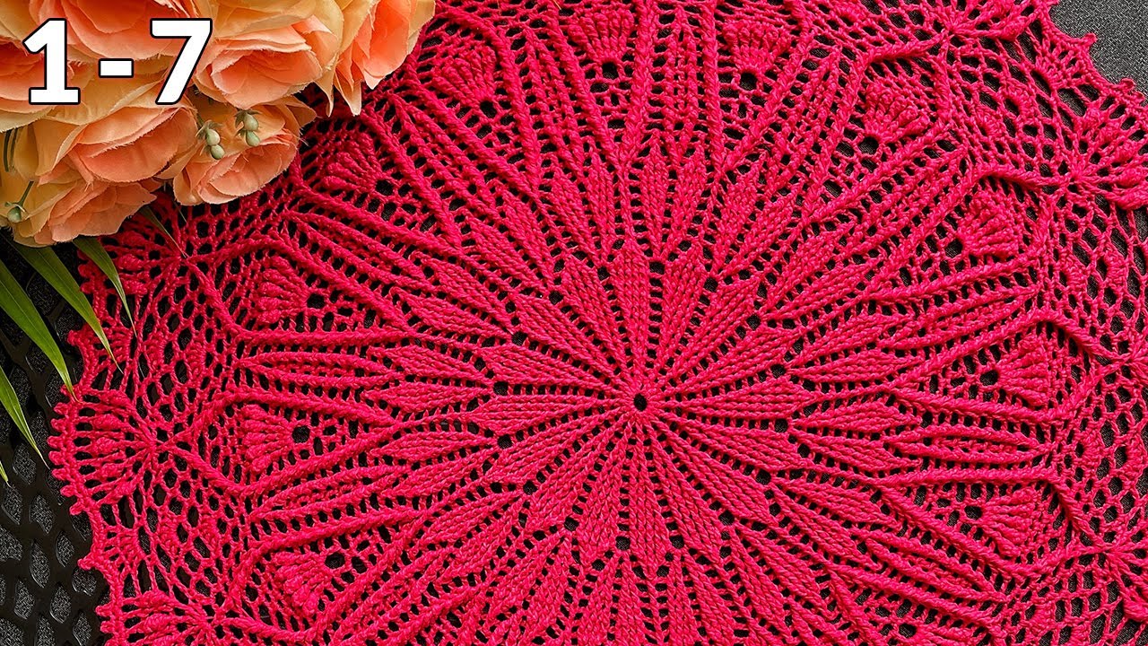 Салфетка крючком, Лилия, 1-7