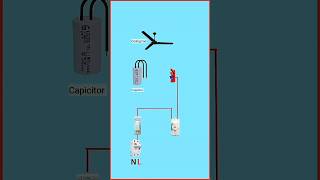 Ceiling Fan Connection with Capacitor wiring #ceilingfan #housewiring #shortvideo #shorts #iti #mcb