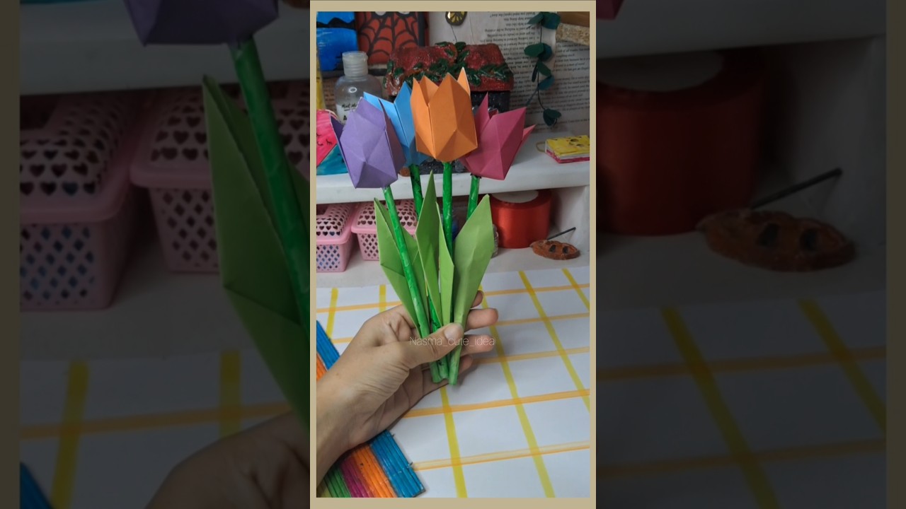 Paper Tulip Flower Making 🌷 | Easy DIY Paper Craft 