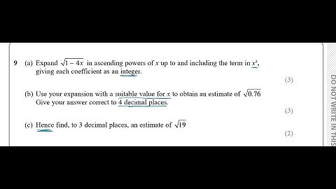 IGCSE Further Pure Maths January 2020 P1 Q9 I Binomial Expansion I