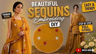 Handmade embroidery zari ✨ dress design tutorial #diy #tutorial #handmade #fashion #viral #trending 