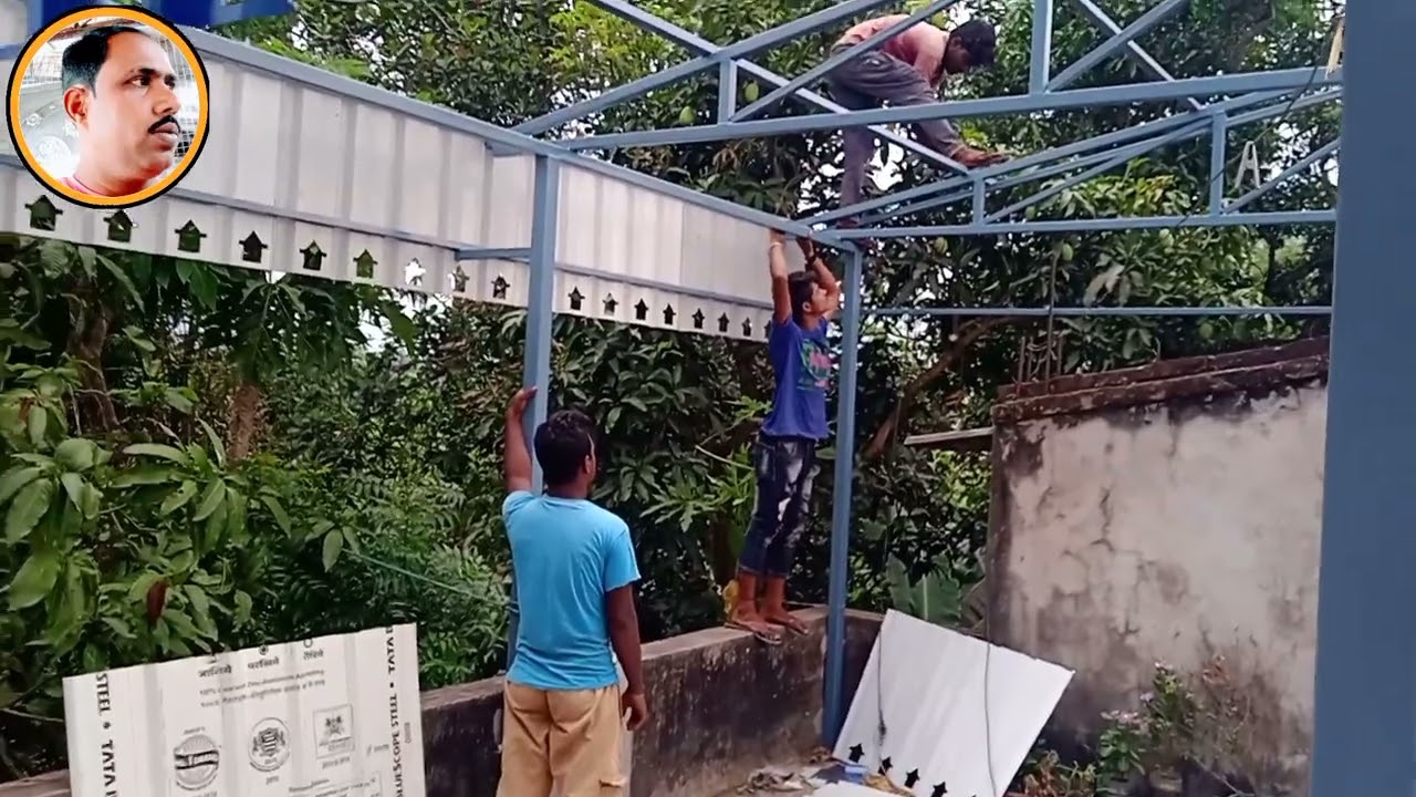 //roof shade design//roof shed design india//কালার টিনের সেড// Duggal fabrication🏗🏫🏫 YouTube
