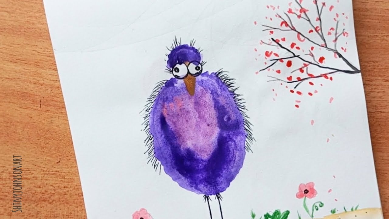 Painting Blob Bird easy | Blob bird - One 
