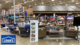LOWE&#39;S PATIO FURNITURE GAZEBOS OUTDOOR TABLES CHAIRS SOFAS SHOP WITH ME SHOPPING STORE WALK THROUGH