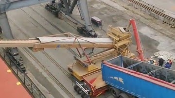 Export of food wheat from Russia. Loading of a cargo ship at the grain terminal. Cargo seaport. IEC.
