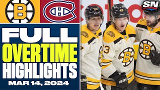 Boston Bruins at Montreal Canadiens | FULL Overtime Highlights - March 14, 2024