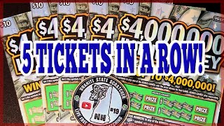 FIVE IN A ROW! Massachusetts Lottery Scratch Tickets $4,000,000 In The Money