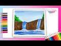 Cómo dibujar un PAISAJE DE CASCADA con acuarela - Paso a paso