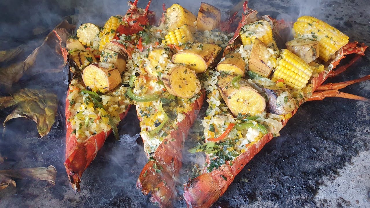 The Best ROAST LOBSTER Ever!!!! Ducky's Ortoire Organic Roast (D.O.O