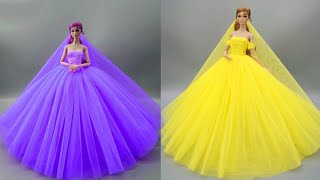 Barbie Elbise Yapımı | DIY |Dikişsiz kendin yap ~ 5 Dakikada hallet- Barbie Crafts