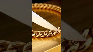 A Sharp Knife Cuts Through Shiny Gold 🔪💛 #VirtualCuts #AIGenerated #UnrealCuts #ai  #AIArt # #Shorts