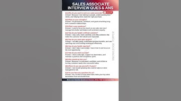 Sales Associate Interview Questions and Answers - Most Important