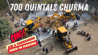 राजस्थान के इस गांव में 700 क्विंटल चूरमे की महाप्रसादी तय्यार की जाती है JCB और Threshers की मदद से