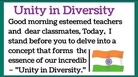Unity in Diversity Speech in English by Smile Please World