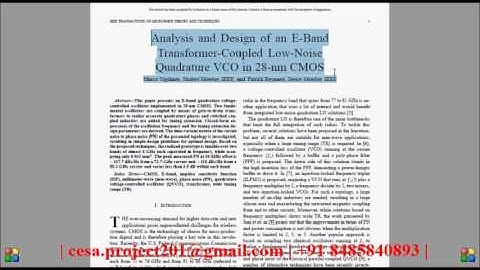 Analysis and Design of an E Band Transformer Coupled Low Noise Quadrature VCO in 28 nm CMOS
