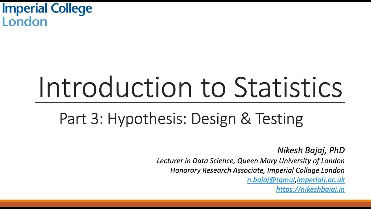 Introduction to Statistics: Part 3 - Hypothesis Design & Testing - YouTube