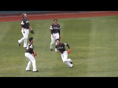 ｿﾌﾄﾊﾞﾝｸﾎｰｸｽ 春季宮崎ｷｬﾝﾌﾟ 2017年2月4日 外野手ﾉｯｸ①