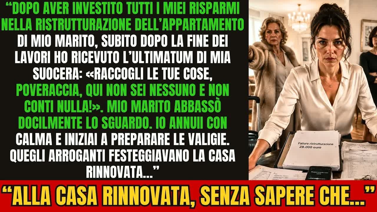 Mia suocera mi ha chiamata "morta di fame" davanti a mio marito e mi ha cacciata di casa, mentre lui abbassava lo sguardo. Ho passato tre mesi a ristrutturare quell'appartamento con tutti i miei...