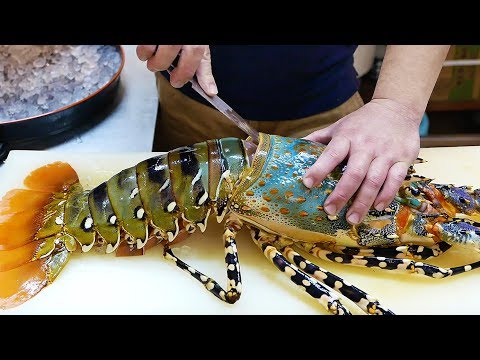 Japanese Street Food - $600 GIANT RAINBOW LOBSTER Sashimi Japan