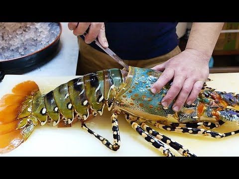Японская уличная еда - $600 долларов огромный радужный омар Япония морепродукты