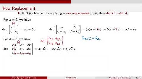 MATH 3191: Row Replacement and Determinants