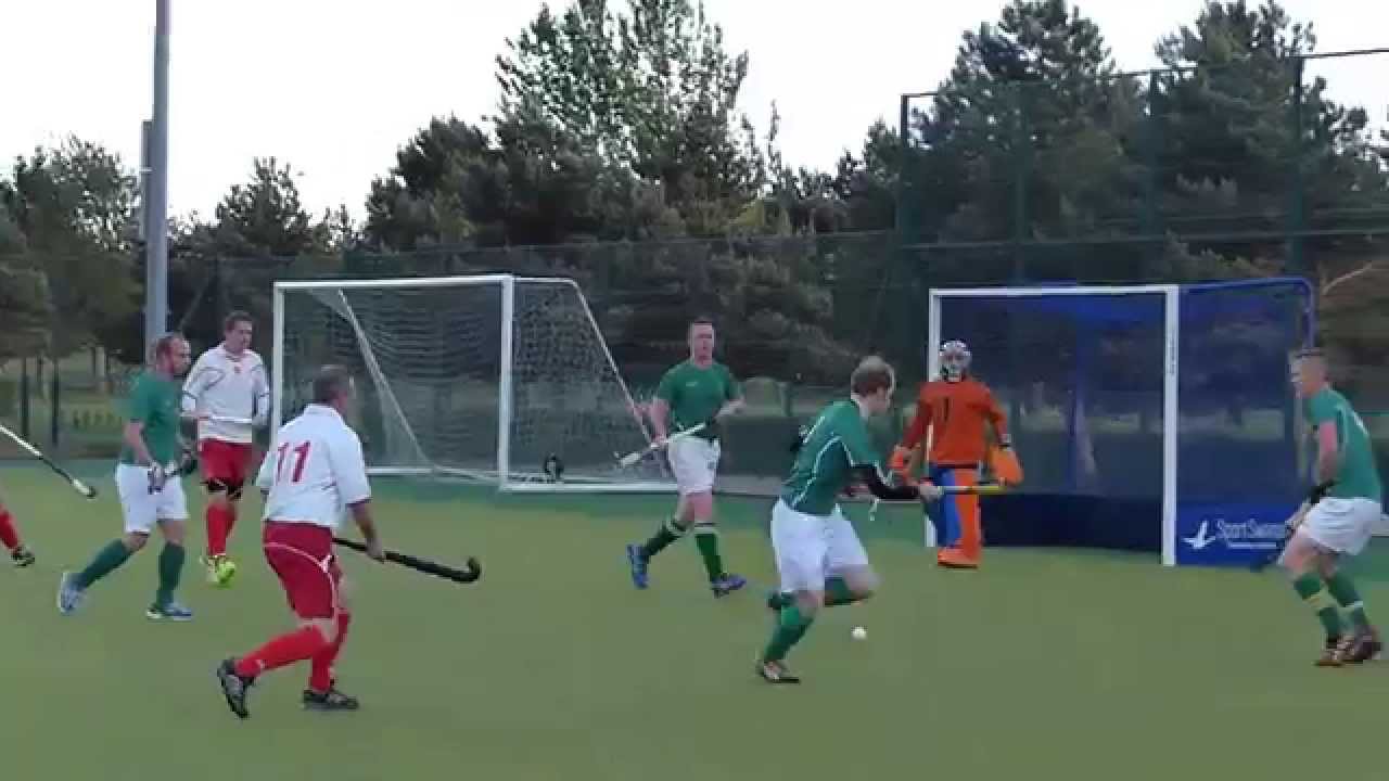 Ireland 0 beaten by England 3 Over 40 mens hockey. Masters international Swansea, Wales 2015